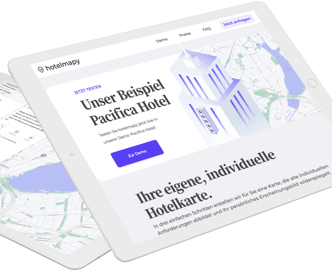 hotelmapy website on ipad mockups